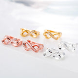 Infinity Earrings Studs Brincos Lucky Number Figure Eight CZ 925 Silver Needle