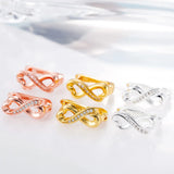 Infinity Earrings Studs Brincos Lucky Number Figure Eight CZ 925 Silver Needle