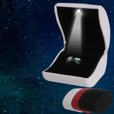 LED Lighted Earring Ring Box Faux Leather Jewelry Display