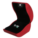 LED Lighted Earring Ring Box Faux Leather Jewelry Display