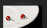 Natural Lapis Agate Drop Earrings Vintage Jewelry 925 Sterling Silver
