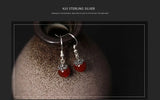 Natural Lapis Agate Drop Earrings Vintage Jewelry 925 Sterling Silver