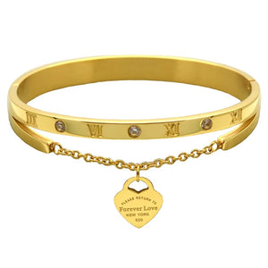 Rose Stainless Steel Heart Bracelet for Women