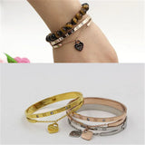 Rose Stainless Steel Heart Bracelet for Women