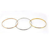 3 Smooth Wedding Bangle Set & Rose Silver Wire Bracelet