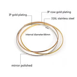 3 Smooth Wedding Bangle Set & Rose Silver Wire Bracelet