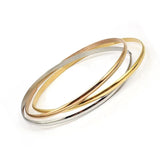 3 Smooth Wedding Bangle Set & Rose Silver Wire Bracelet
