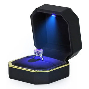 Luxury Bracelet Box Velvet Ring Case with LED Light - Wedding Proposal