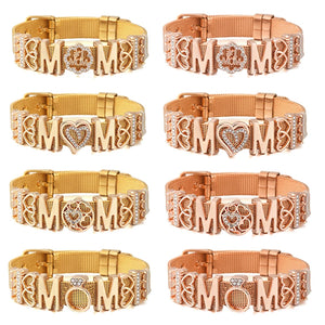 3 Colors 10mm MOM Slide Beads For Women Mesh Charm Bracelets Mother's Jewelry