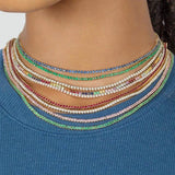 2mm Rainbow CZ Necklace Red CZ Tennis Chain Choker Silver Women Jewelry