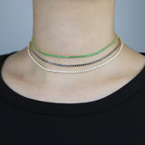 2mm Rainbow CZ Necklace Red CZ Tennis Chain Choker Silver Women Jewelry