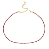 2mm Rainbow CZ Necklace Red CZ Tennis Chain Choker Silver Women Jewelry