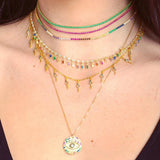 2mm Rainbow CZ Necklace Red CZ Tennis Chain Choker Silver Women Jewelry