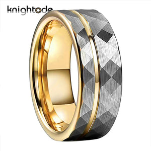 8mm Hammered Tungsten Carbide Ring for Men Women Wedding Band