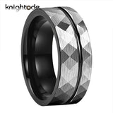 8mm Hammered Tungsten Carbide Ring for Men Women Wedding Band