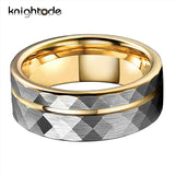 8mm Hammered Tungsten Carbide Ring for Men Women Wedding Band