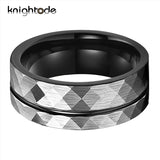 8mm Hammered Tungsten Carbide Ring for Men Women Wedding Band