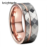8mm Hammered Tungsten Carbide Ring for Men Women Wedding Band