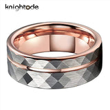 8mm Hammered Tungsten Carbide Ring for Men Women Wedding Band