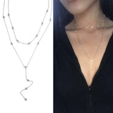 925 Sterling Silver Double Layer Y Shape Jewelry for Women