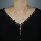 925 Sterling Silver Double Layer Y Shape Jewelry for Women