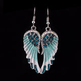 Angel Wings Feather Crystal Earrings Antique Women Jewelry