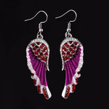 Angel Wings Feather Crystal Earrings Antique Women Jewelry