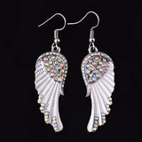 Angel Wings Feather Crystal Earrings Antique Women Jewelry