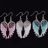 Angel Wings Feather Crystal Earrings Antique Women Jewelry
