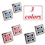 3-Color Flower Enamel Cufflink Epoxy Cuff Link