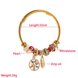 3 Colors Stainless Steel Evil Eye Tree of Life Bead Bracelet Women Bracelets
