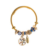 3 Colors Stainless Steel Evil Eye Tree of Life Bead Bracelet Women Bracelets