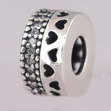 3 Colors Hearts Of Charm Beads 925 Sterling Silver Fit Bracelet Diy Jewelry
