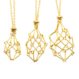 3 Colors Crystal Holder Cage Necklace Adjustable Pendant Chain Jewelry