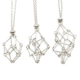 3 Colors Crystal Holder Cage Necklace Adjustable Pendant Chain Jewelry