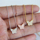 925 Silver Butterfly Pendant Necklace Dainty Jewelry for Women