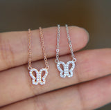 925 Silver Butterfly Pendant Necklace Dainty Jewelry for Women