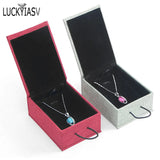 Retro Linen Pendant Box Flax Calligraphy Earring Necklace Storage