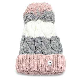 3 Colors Winter Snap Knitted Hat for 18mm GingerSnaps Jewelry