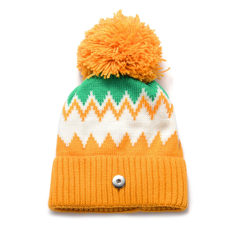 3 Colors Winter Snap Knitted Hat for 18mm GingerSnaps Jewelry