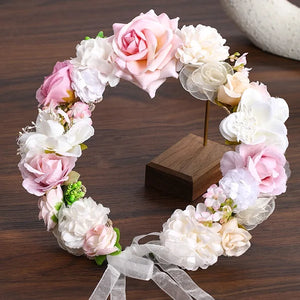 Artificial Flower Wreath Headband Wedding Floral Crown Hair Band