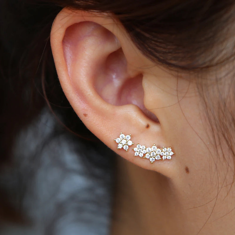 Flowers Shape Colors Earrings Paved Cz Women Wedding Gift Summer
