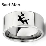 Flying Ducks Landscape 11mm Tungsten Carbide Ring Size 7 - 13