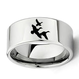 Flying Ducks Landscape 11mm Tungsten Carbide Ring Size 7 - 13