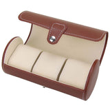 3 Grids Cylindrical PU Watch Storage Box Organizer BOX