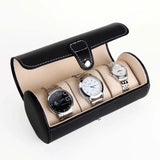 3 Grids Cylindrical PU Watch Storage Box Organizer BOX