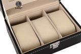 3 Grids Watch Organizer Display Box with Soft Leather Pillows