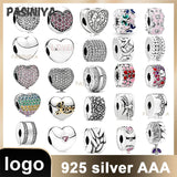 3 Heart Charms Safety Buckle Bead 925 Sterling Silver for Jewelry Making