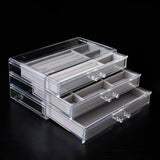 Compact 3-Layer Jewelry Box Organizer Velvet Soft Drawer Style
