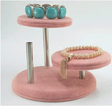 3 Layer Round Jewelry Display Stand - Bracelet Chain Watch Holder Rack